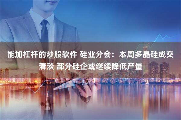 能加杠杆的炒股软件 硅业分会：本周多晶硅成交清淡 部分硅企或继续降低产量