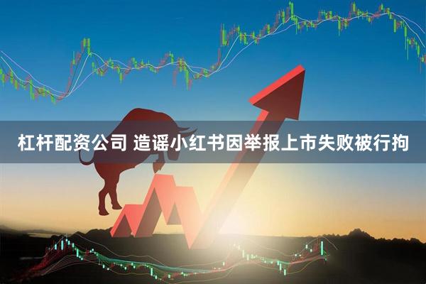 杠杆配资公司 造谣小红书因举报上市失败被行拘